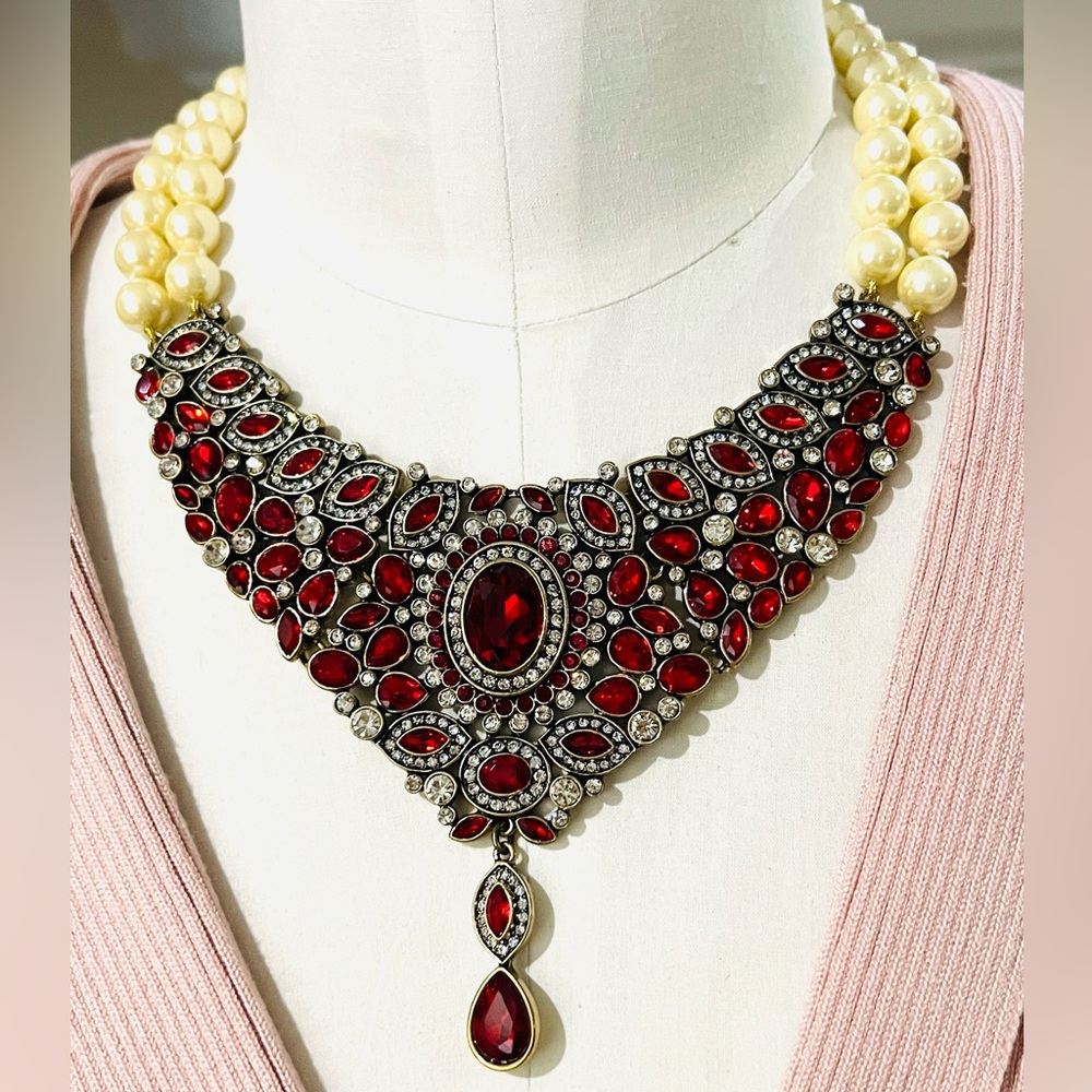 Heidi Daus 🆕 “Worth Waiting For” Swarovski Crystals Necklace Siam Red necklace